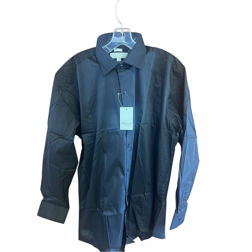 Platino Men’s Black Dress Shirt Sz 32/33 Slim Fit NWT